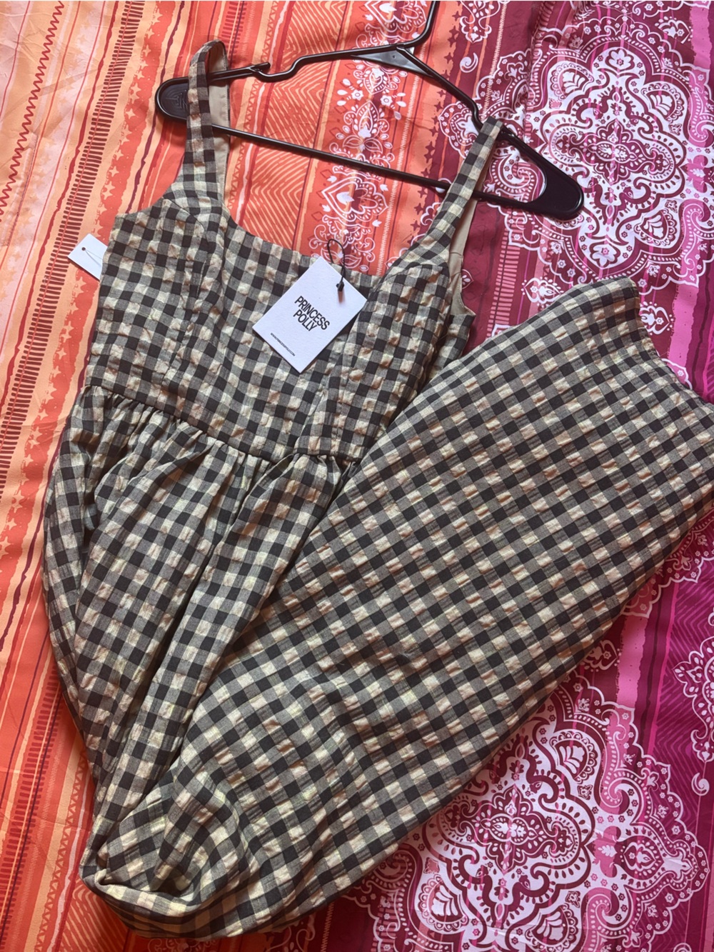 Princess Polly Black and Cream Cartmel Check Maxi Dress - Picture 5 of 6